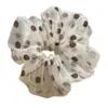 Scrunchie de Rede com Bolinhas Cor de Café para Mulheres, High-End, Oversized, Elegante, Estilo Preguiçoso, Prendedor de Cabelo Estilo Coreano