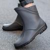 Botas de Lluvia Antideslizantes Cálidas de Moda para Hombre, Botas de Goma de Caña Media Larga, Zapatos para el Agua de Caña Alta, Botas Impermeables para Cocina, Pesca, Lavado de Autos, Trabajo