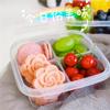 Caja de embalaje desechable de yogur frito de corte grueso, pequeña caja de plástico roja cuadrada transparente de cuatro compartimentos para llevar fruta especial