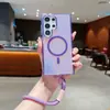 Capa Magnética para Celular Camaleão Sombra Brilhante Adequada para Samsung S25Ultra Tendência A17 Botão Físico S24Fe Alça de Mão