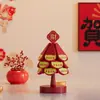 Árbol de Navidad Estilo Chino de Año Nuevo Esterilla Aislante Térmico Decoración de Escritorio de Madera Maciza Posavasos Festivo Base para Ollas Árbol de la Fortuna