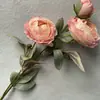 Pintura a Óleo Artificial Redonda de Peônia com 3 Cabeças Decoração de Casamento Flor Guia para Estúdio de Casamento, Sala de Estar, Decoração de Hotel