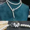 Accesorios DIY Plata de Ley S925 Mariposa Perla Collar Pulsera Broche Chica Dulce Cadena de Suéter Broche Pinza Broche de Cadena Y