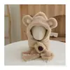 Chapéu de Inverno para Bebê Infantil Peça Única Proteção para Orelhas Chapéu Lei Feng Urso de Desenho Animado Pelúcia Orelha à Prova de Frio Peça Única