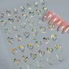 Adesivos de Unha Coração Vazado Transfronteiriços, Lote Misto Multicor, Adesivos de Unha Coração Laser Planos Versáteis, Modelo Dh