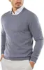 Moda Otoño e Invierno para Hombre de Comercio Exterior Suéter de Punto de Cuello Redondo de Moda Color Sólido Casual de Manga Larga Jersey Camisa Base para Hombre