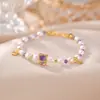 Pulseira de Amethyst Natural Prata Yilu Prata de Lei S925 Pérola de Água Doce Cabaça Cristal Urso Pulseira Estoque Atacado