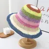 Sombrero de Pescador Arcoíris de Moda, Sombrero de Sol Fresco y Lindo, Sombrero de Sol para Protección Solar en la Playa, Dulce Sombrero de Paja Tejido a Mano para Mujeres en Verano