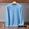 Suéter Masculino de Cashmere 2026 Gola Redonda Outono/Inverno Novo Estilo Cor Sólida Malha Amiga da Pele Para Jovens e Meia-Idade Camada Base Suéter Fino