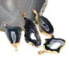 Colgante de Geoda de Ágata Natural Piedra Cruda Irregular Colgante Electrochapado Collar de Ágata de Piedra Natural Venta Caliente Transfronteriza al por Mayor