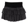 Estilo hot girl millennial nuevo falda de moda de cintura baja a rayas contraste tonos oscuros ajustada de nicho línea A en negro y rojo