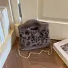 Bolso de Felpa Transfronterizo Otoño 2026 para Mujer, Bolso de Mano con Estampado de Leopardo Vintage, Bolso Cruzado de Cadena de Hombro Moderno