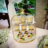 Gaiola de pássaro de ferro forjado estilo europeu suporte de lanche decoração de mesa de sobremesas de casamento suporte de bolo suporte de lanche para chá da tarde suporte de exibição multicamadas