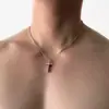 Colgante de Cruz Brillante de Acero de Titanio que No se Desvanece para Hombres y Mujeres, Accesorio de Cadena Personalizado Hip-Hop, Cadena de Clavícula de Moda para Hombre
