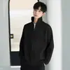 Chaqueta de punto tipo cárdigan para hombre, Otoño Invierno, Estilo coreano, Moderna, De alta gama, Suéter acanalado, Cuello alto, Top de punto casual