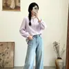 Camisa de gasa de doble capa de algodón puro para mujer, de manga larga, estilo artístico vintage, ultrasuave, hipoalergénica, transpirable, top de algodón para bebé