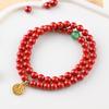 Pulsera de Cuentas de Transferencia de Cinabrio Rojo Cinabrio Imperial Arena Cruda Pulsera de Carácter Sha Jin Fu Femenina Regalo de Este Año Círculo Simple Doble