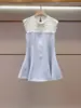 Shenzhen Nanyou Roupas Femininas de Alta Qualidade Chegada Nova de Verão Estilo Elegante Patchwork Vazado Laço Vestido Regata Evasê Feminino
