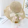 Sombrero de Paja Tulipán con Encaje de Lazo Francés para Mujer Estilo Verano Resort Playa Protección Solar Sombrero de Paja