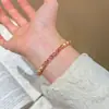 Pulsera elástica de ágata rojo del sur natural empalmada con perlas de agua dulce naturales para mujer, pulsera exquisita de nicho rosa y de temperamento dulce