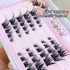 Pestañas postizas de moda lindas tipo split oblicuas ojo de zorro volador tallo fino negro estilo racimo único natural desordenado europeo y americano