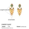 Pendientes de Corazón de Piedra Natural Estilo Vintage Francés Taina, Pendientes de Corazón de Acero Inoxidable Dorado Retro de Lujo Ligero para Mujer