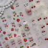 Tomoni Arte de Uñas Bronceado Estilo Japonés Vintage Chica Linda Corazón Cereza Fresa Moño Pegatina Adhesiva para Uñas