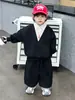 Conjunto de Ropa para Niños Estilo Universitario de Primavera y Otoño, Sudadera Casual Falsa de Dos Piezas Versión Coreana para Niños, Ropa Elegante para Bebés para Exportación