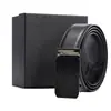Cinturón en Stock con Textura Granulada, Cuero Genuino de 35 mm, Piel de Vaca de Dos Capas, Hebilla Automática, Regalo de Empresa, Cinturón de Regalo, Caja de Regalo, En Stock