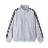 Sudadera con capucha de punto de retazos a rayas retro negra para hombre con cuello alto Marca Trendy Americana Top para pareja Casual Abierto Primavera Otoño Ropa exterior