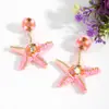 Pendientes de Semillas Hechos a Mano con Forma de Estrella de Mar, Moda Veraniega Europea y Americana, Pendientes Personalizados con Forma de Concha de Estilo Marino Casual Versátiles
