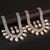 Conjunto de Pendientes y Collar con Borla de Gota de Agua Incrustada de Diamantes, Cadena para Clavícula Exquisita y de Moda Europea y Americana, Joyería de Lujo Ligero y de Alta Gama