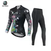 Maillot de Ciclismo Xintown Traje Largo Flor Azul Nuevo Traje Largo de Verano Traje de Carrera Traje Traje de Bicicleta Mujer