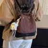 Mochila de ante de gran capacidad, bandolera, otoño 2026, estampado de leopardo de terciopelo, para el trabajo, bolso de mano para mujer, de un solo hombro a la moda, modelo nuevo