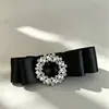 Novo Clipe de Pato Quadrado Preto com Strass Laço de Camada Dupla Acessórios de Cabelo para Mulheres Chic Francês Cetim Exquisito Elegante Clipe Lateral Ornamento de Cabelo