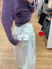 Jeans de trabajo blancos de tiro alto y pierna ancha, adelgazantes y versátiles, con un diseño de pierna curva, perfectos para un look moderno de estilo coreano, y favorecedores para figuras con forma de pera