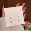 Brincos de Tarraxa Coração Super Brilhantes de Seis Peças para Mulheres Fofos Diários Simples Stud de Cartilagem do Ouvido Versátil Coração de Pêssego Brincos para o Dia a Dia Acessórios de Orelha