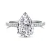 Anel de Prata Esterlina S925 com Diamante de Alto Carbono para Mulheres, Zircônia com Corte Flor de Gelo 8*12 em Forma de Pera Gota Anel Transfronteiriço