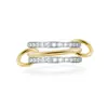 Anillo de Apilamiento de Tres Capas Europeo y Americano de Venta Caliente Transfronterizo para Mujeres Acero de Titanio Chapado en Oro de 18K Incrustado con Diamantes Lujo Accesible Joyería de Mano de Gama Alta