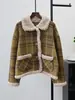 Cardigan de Lã Tricotado Xadrez Retro Espesso Outono/Inverno 2025, Dupla Face, Casaco Suéter Solto Estilo Chanel para Mulheres, Tendência