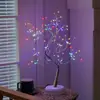 Lámpara de Mesa Forma de Bonsái de Escritorio Luz de Noche LED de Escritorio Árbol de Hierro Rama Plateada Hoja Dorada Estrella Árbol de Navidad