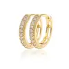Pendientes de Aro Cuadrado Populares Europeos y Americanos Hip-Hop Circonita Micro-pavimentada Tendencia Bling Pendientes Completamente de Diamante para Hombres y Mujeres