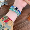 Novas Pulseiras de Contas Multicamadas Estilo Chinês para Mulheres, Pulseiras Azuis Simples Estilo Chinês, Acessórios de Mão Versáteis Estilo Antigo de Nicho