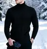 Suéter de Tricô Masculino, Estilo Europeu e Americano, Outono e Inverno, Gola Alta, Suéter de Tricô Trançado Moderno, Pulôver Tamanho Grande, Suéter Camada Base