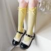 Calcetines de Encaje para Niñas, Estilo Japonés Lindo, Lazo Dulce, Calcetines Blancos de Media Pantorrilla para Niños, Calcetines de Pantorrilla Lolita
