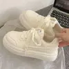 Zapatos Blancos de Suela Gruesa para Mujer, Aumentan la Altura, Caña Baja, Venta Caliente, Nuevo Estilo Primavera Otoño 2026, Suela Suave, Cómodos, Estilo Coreano, Casual, Transpirables, Deportivos