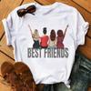 Camiseta Melhor Amiga feminina nova camiseta preta moda feminina camiseta com estampa fofa Harajuku blusa gola redonda