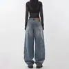 Calça Jeans Estilo Americano Feminina Solta Emagrecimento Comprimento Total Plus Size MM Cheinha Cobertura de Carne Pernas Grossas Calça Jeans Wide Leg