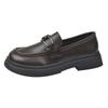 Sapatos Pequenos de Couro Pretos para Mulheres 2024 Novos Verão Sapatilhas Estilo Britânico Mocassins com Saia Roupa de Trabalho jk Sapatilhas Femininas