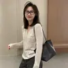Novedades para Otoño 2026: Suéter de Punto para Mujer con Diseño de Cuello Polo de Media Botonadura, Doble Bolsillo de Parche, Estilo Vintage Simple Delgado para Ir al Trabajo